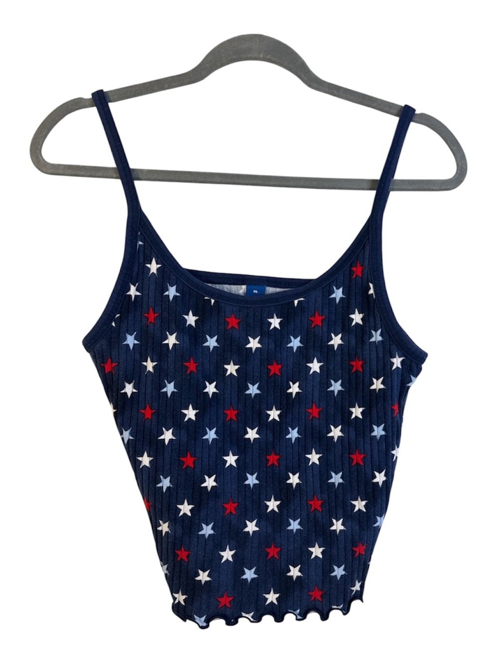 Old Navy Star Print Ribbed Cropped Cami Tank Size XL Celebration Fourth July